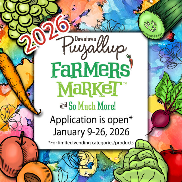 𝐓𝐡𝐞 𝐚𝐩𝐩𝐥𝐢𝐜𝐚𝐭𝐢𝐨𝐧 𝐢𝐬 𝐨𝐩𝐞𝐧 𝐉𝐚𝐧𝐮𝐚𝐫𝐲 𝟗-𝟐𝟔 𝐟𝐨𝐫 𝐥𝐢𝐦𝐢𝐭𝐞𝐝 𝐯𝐞𝐧𝐝𝐢𝐧𝐠 𝐜𝐚𝐭𝐞𝐠𝐨𝐫𝐢𝐞𝐬/𝐩𝐫𝐨𝐝𝐮𝐜𝐭𝐬, 𝐟𝐨𝐫 𝐭𝐡𝐞 𝟐𝟎𝟐𝟔 𝐏𝐮𝐲𝐚𝐥𝐥𝐮𝐩 𝐅𝐚𝐫𝐦𝐞𝐫𝐬' 𝐌𝐚𝐫𝐤𝐞𝐭 𝐬𝐞𝐚𝐬𝐨𝐧! This season we have opened the application early to our returning vendors that our community has grown to know and love. As a result, 𝐰𝐞 𝐡𝐚𝐯𝐞 𝐥𝐢𝐦𝐢𝐭𝐞𝐝 𝐨𝐩𝐞𝐧𝐢𝐧𝐠𝐬 𝐟𝐨𝐫 𝐧𝐞𝐰 𝐯𝐞𝐧𝐝𝐨𝐫𝐬 𝐭𝐡𝐢𝐬 𝐬𝐞𝐚𝐬𝐨𝐧. We currently have openings for farmers and high quality products created by artists/crafters (excluding bath & body, candles, and jewelry as those categories are full). 𝐏𝐥𝐞𝐚𝐬𝐞 𝐛𝐞 𝐬𝐮𝐫𝐞 𝐭𝐨 𝐨𝐧𝐥𝐲 𝐚𝐩𝐩𝐥𝐲 𝐟𝐨𝐫 𝐭𝐡𝐞𝐬𝐞 𝐨𝐩𝐞𝐧 𝐜𝐚𝐭𝐞𝐠𝐨𝐫𝐢𝐞𝐬/𝐩𝐫𝐨𝐝𝐮𝐜𝐭𝐬 𝐚𝐬 𝐭𝐡𝐞 𝐚𝐩𝐩𝐥𝐢𝐜𝐚𝐭𝐢𝐨𝐧 𝐟𝐞𝐞 𝐰𝐢𝐥𝐥 𝐧𝐨𝐭 𝐛𝐞 𝐫𝐞𝐟𝐮𝐧𝐝𝐞𝐝.

The 2025 Puyallup Farmers' Market generated over $4.4 million in collective sales for over 215 small business vendors and we’re excited to host the upcoming Market season from April 18th through October 10th! Thanks to our very supportive community and sponsors, we are proud to be hosting one of the top farmers' markets in Washington State that provides our vendors and community with a unique, family friendly experience each week!

Please visit our website for access to our application and Applicant Handbook. We look forward to hearing from you! Link in bio.