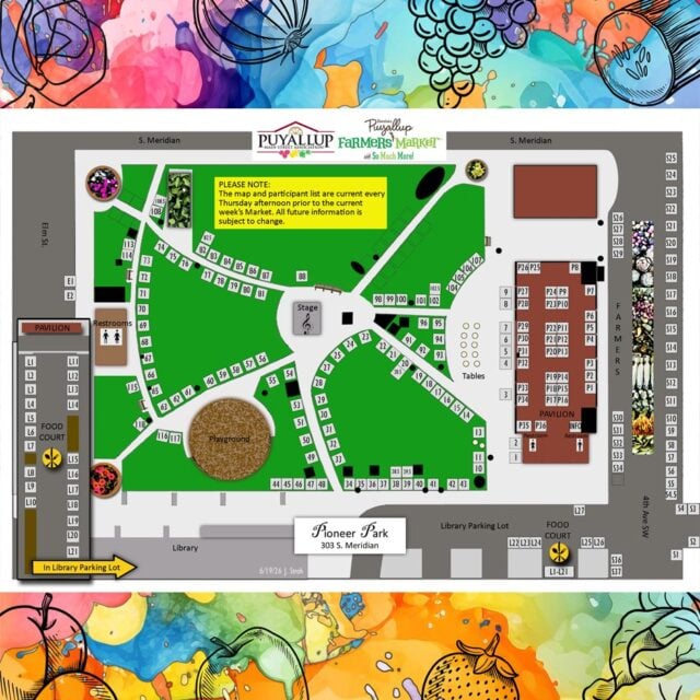 Did you know our marketplace experience involves over 140 participants weekly and offers a curated selection of quality handcrafted and homegrown goods? 

Wondering who is participating on a specific date? Check out our Market map! Wondering when a specific vendor will be attending? Check out our Participant Directory! Find more information about our marketplace and view both the interactive map and Participant Directory via the links provided in our bio 😉.

Join us at the Market, Saturdays through October 10th from 9am-2pm in downtown Puyallup’s Pioneer Park and Pavilion, and make some memories with friends and family. If you already enjoy the Market, please comment and let us and others know about your experience!

Be sure to FOLLOW us to learn more about weekly happenings and SHARE with those looking for a fun Saturday outing!

#wegottawholelottagoodgoinon #notjustanymarket #puyallupfarmersmarket #isitsaturdayyet